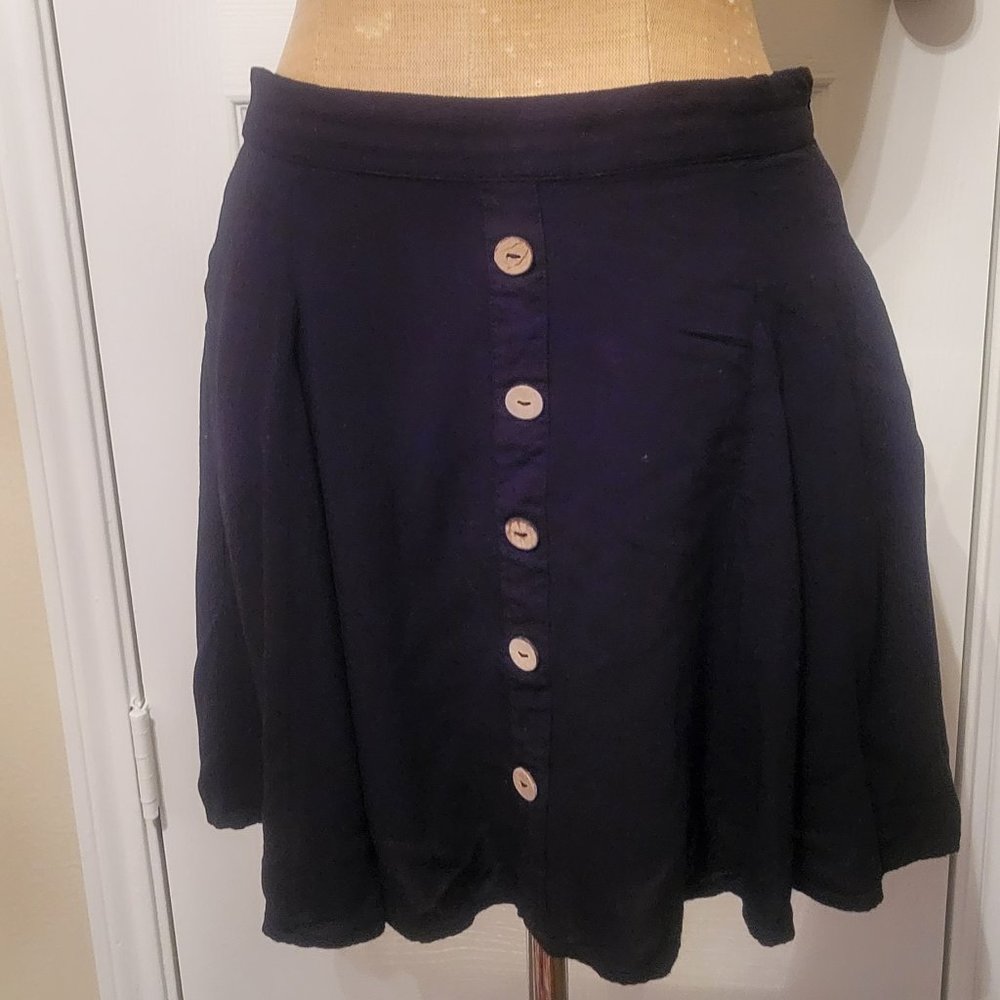 Black Modcloth Button-Front Mini Skirt